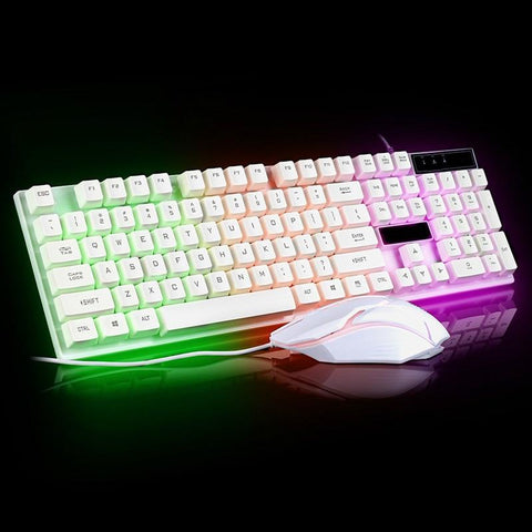 LED White Knight Gaming Keyboard and Mouse Set